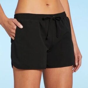 Women's Black Kona Sol Drawstring Swim Shorts Sz M